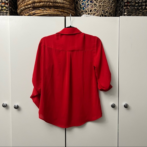 EXPRESS Solid Red Two Pocket Portfolio Shirt
Blouse Button Down Slim Fit Top S - Picture 2 of 16